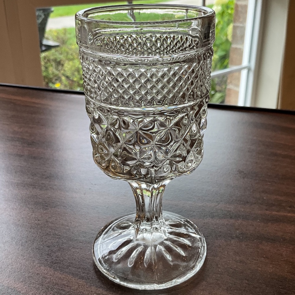 Vintage Anchor Hocking Wexford Vintage 5.5” Stemmed Wine Juice Goblets Cut Glass